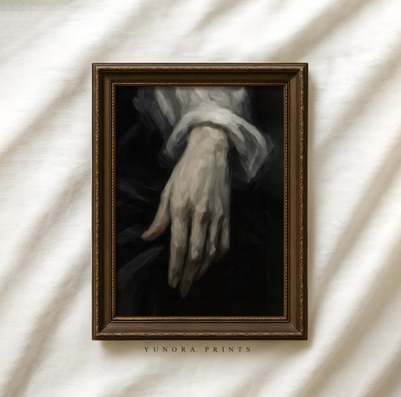 Creepy Hand Print Gothic Halloween Wall Art Dark Academia Decor Macabre Illustration Spooky Vintage Artwork