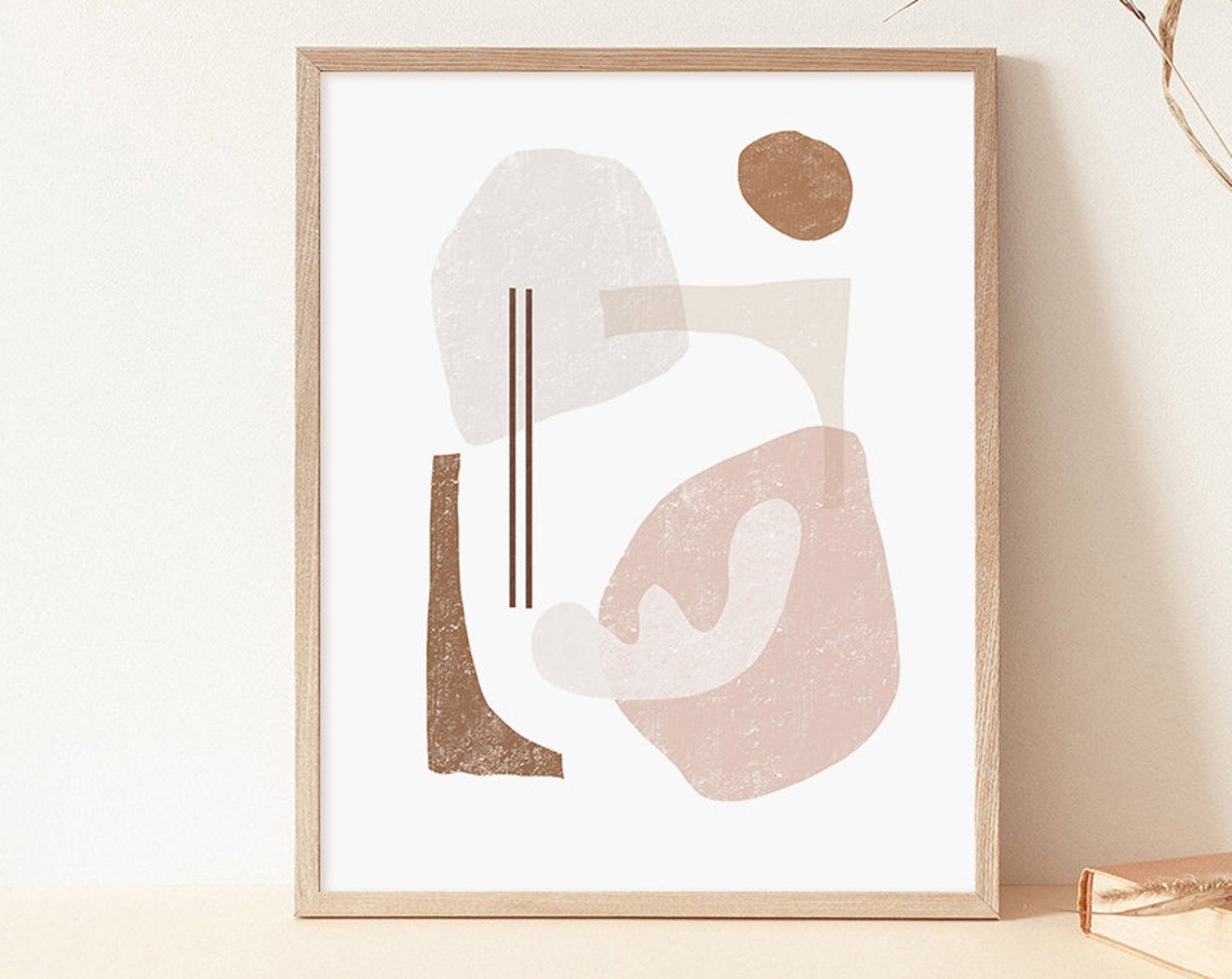 Pastel Abstract Neutral Shapes Beige Blush Minimalist Modern Poster