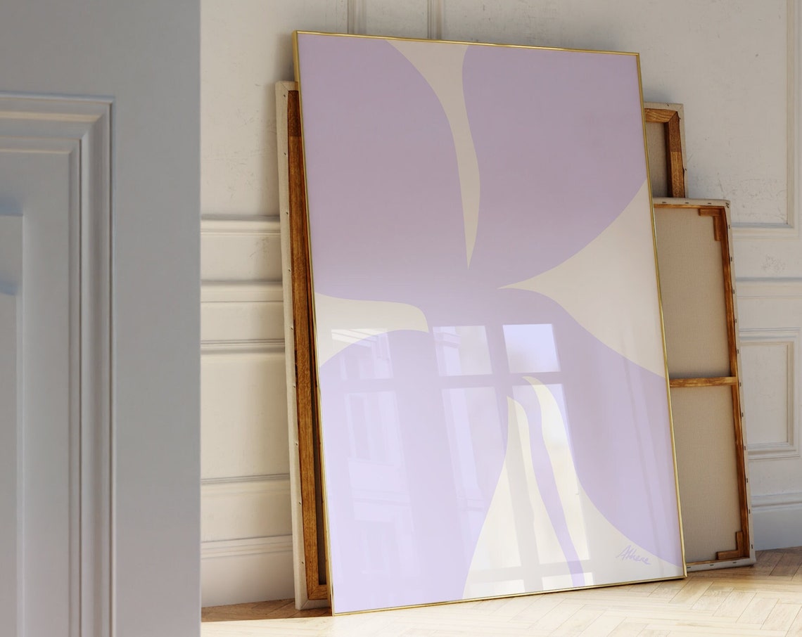 Abstract Flower In Lilac Danish Pastel Market Prints Simple Botanical Light Purple Wall Art Minimal Boho