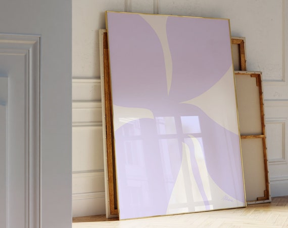 Abstract Flower In Lilac Danish Pastel Market Prints Simple Botanical Light Purple Wall Art Minimal Boho