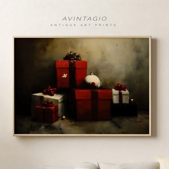 Moody Christmas Gift Art Print Vintage Holiday Season Gallery Decor Rustic Festivity Gift Poster Dark Cottagecore Winter Snowy Large Art