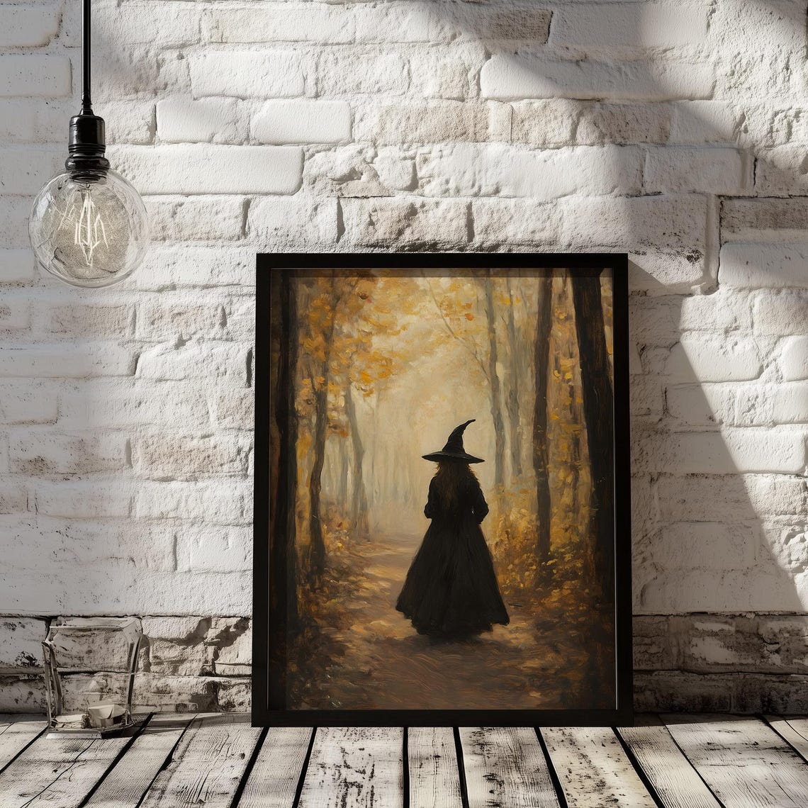Witch Walking Through Golden Autumn Forest Dark Academia Poster - Image 2