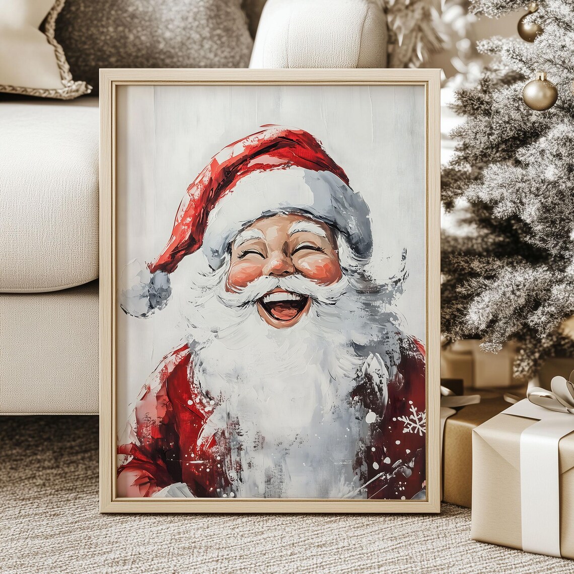 Whimsy Santa Claus Portrait, Vintage Holiday Art Print