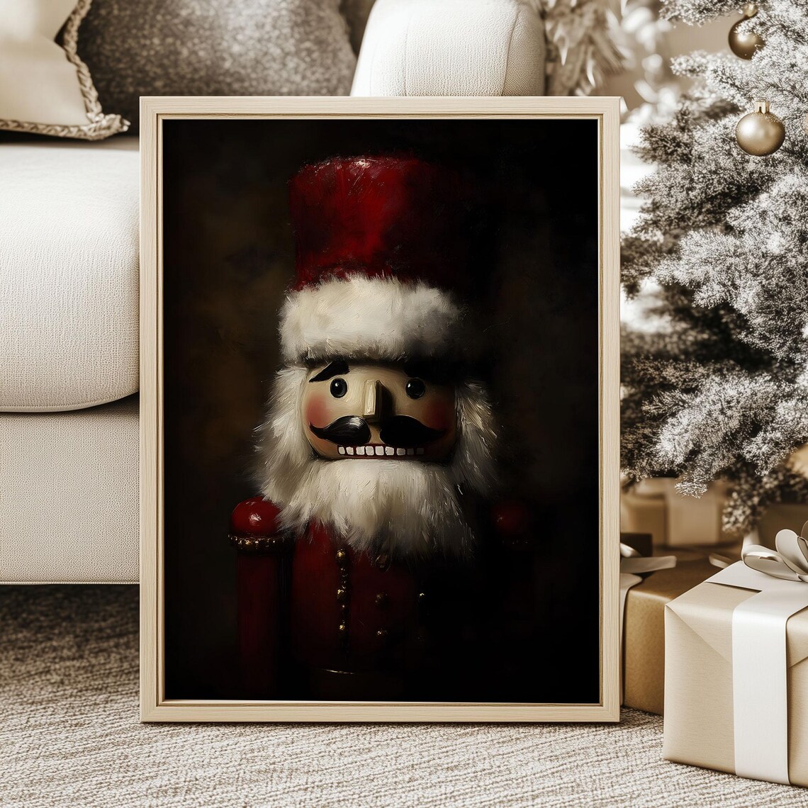 Nutcracker Soldier Christmas Print, Vintage Winter