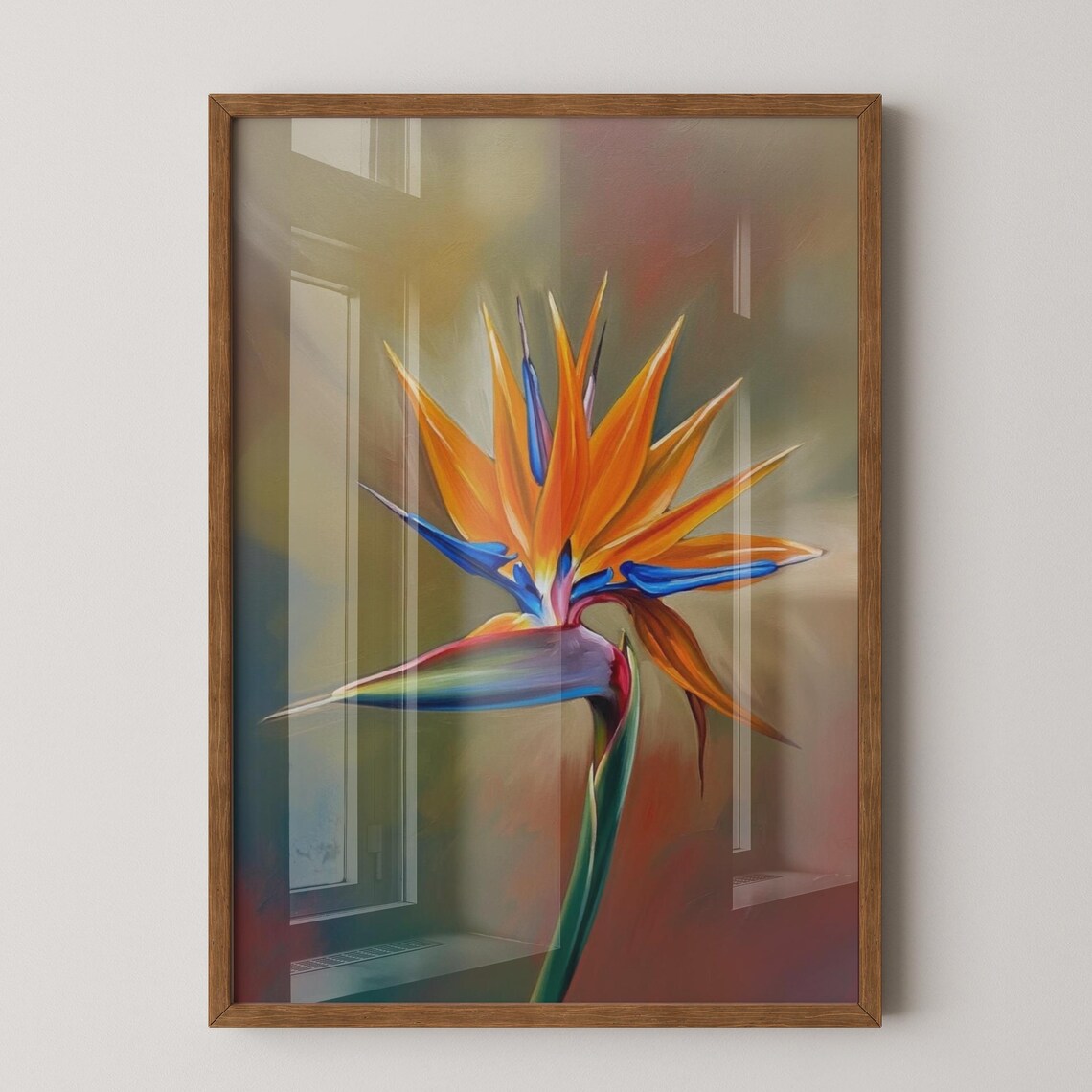 Bird of Paradise Flower Vibrant Botanical Oil Painting Art Print