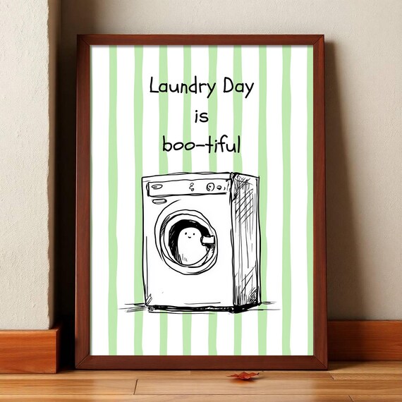 Laundry Day Is Bootiful Ghost Washing Machine Halloween Poster