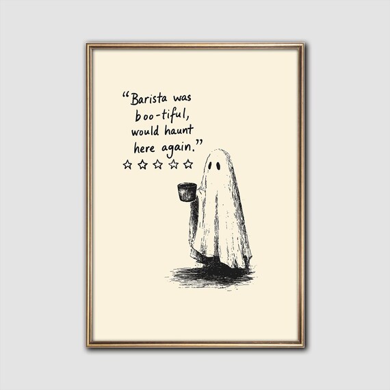 Spooky Coffee Review Print Halloween Barista Art