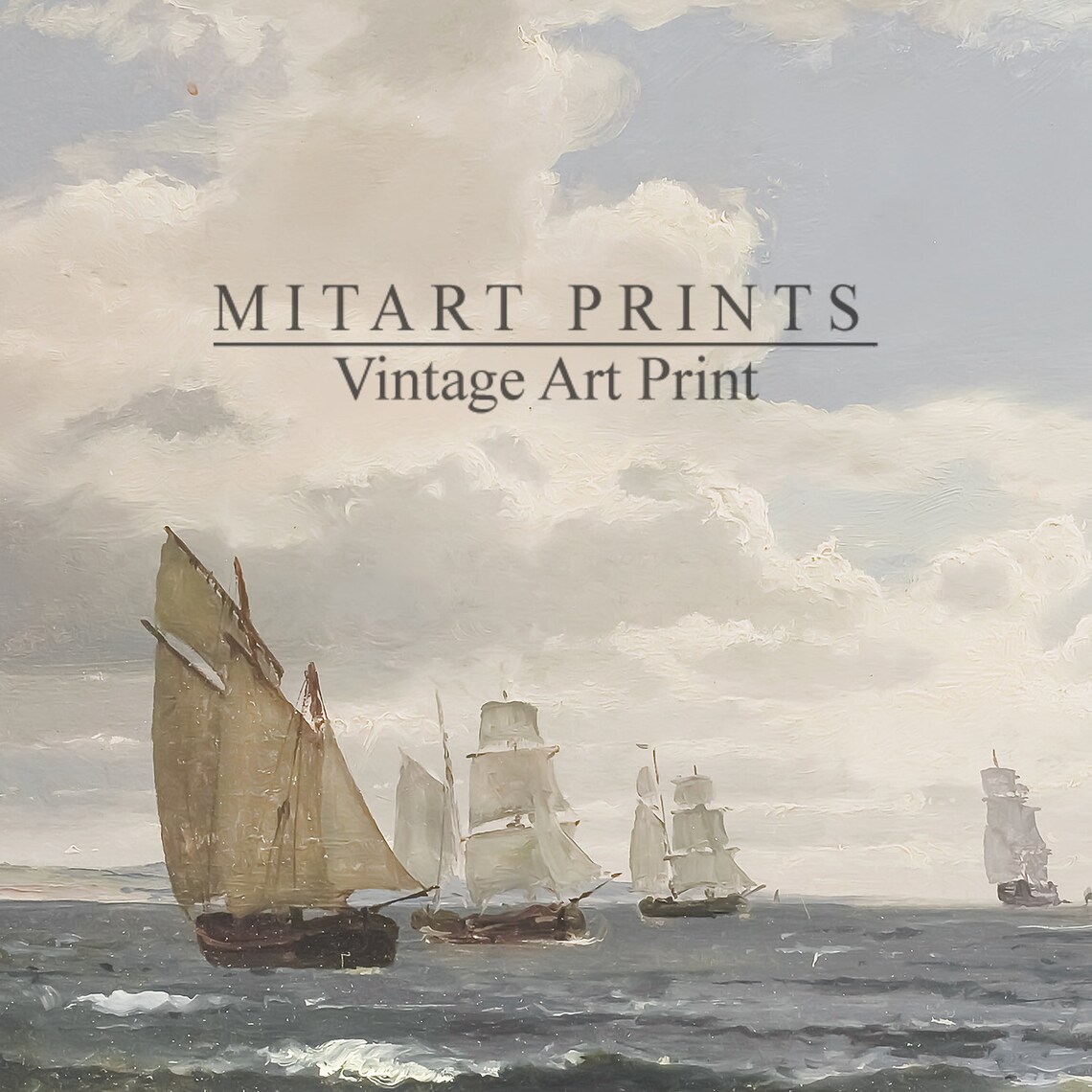Vintage Seascape Painting, Antique Ship Poster - Image 4
