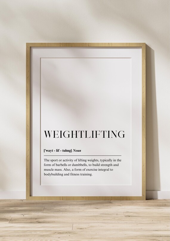 Weightlifting Definition Poster Minimalist Quote Wall Art Inspirational Gym Decor Print For Fitness Spaces