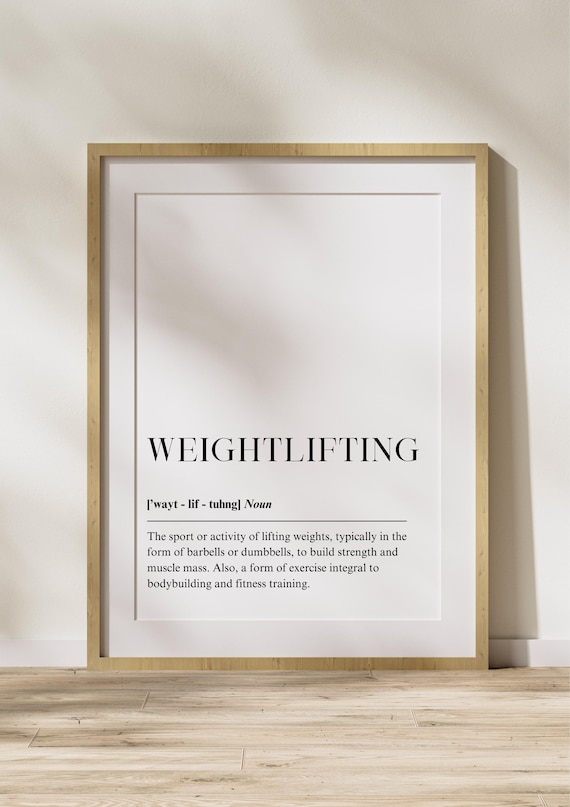 Weightlifting Dictionary Definition Minimalist Gym Fitness Quote Poster