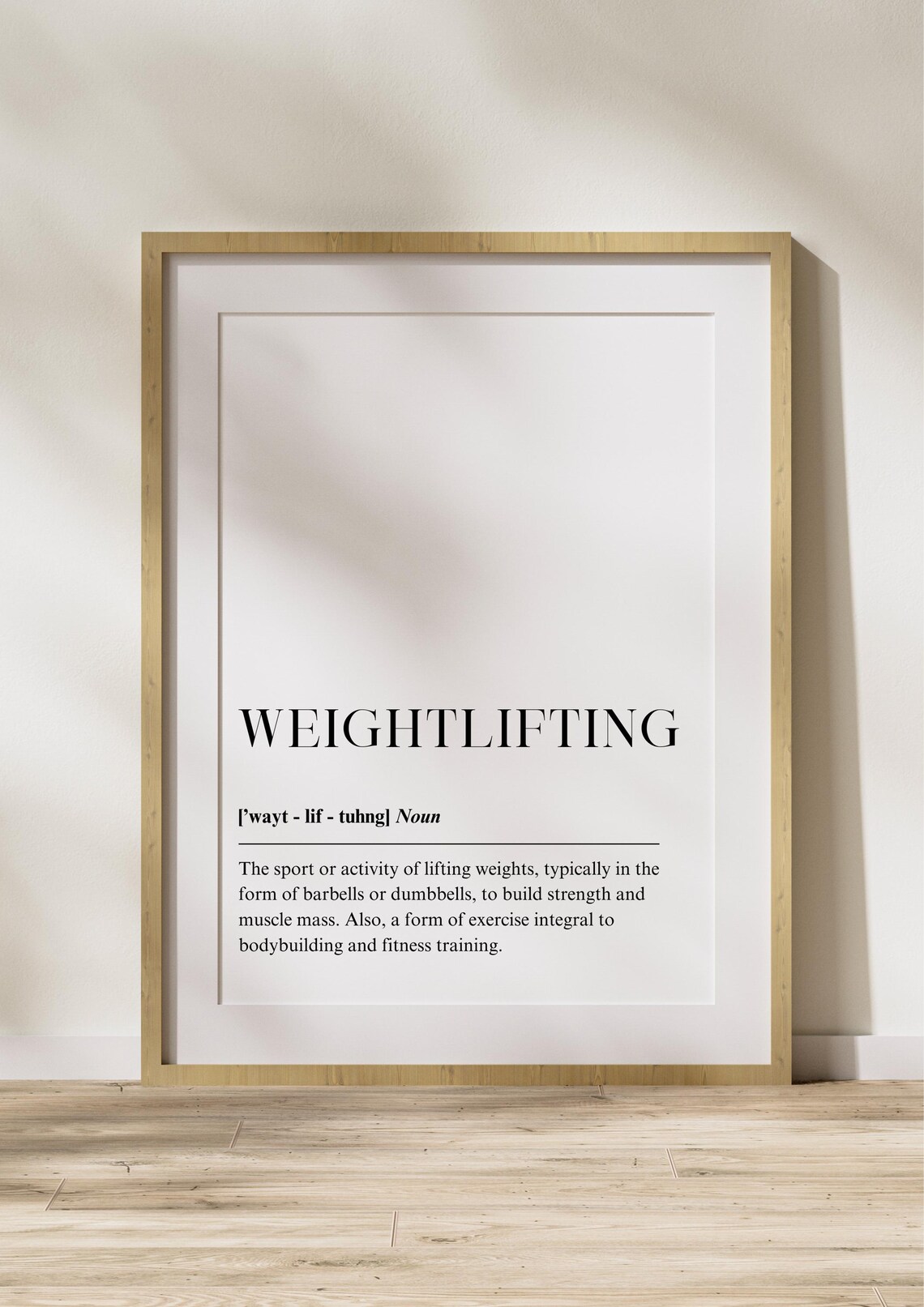 Weightlifting Dictionary Definition Minimalist Gym Fitness Quote Poster