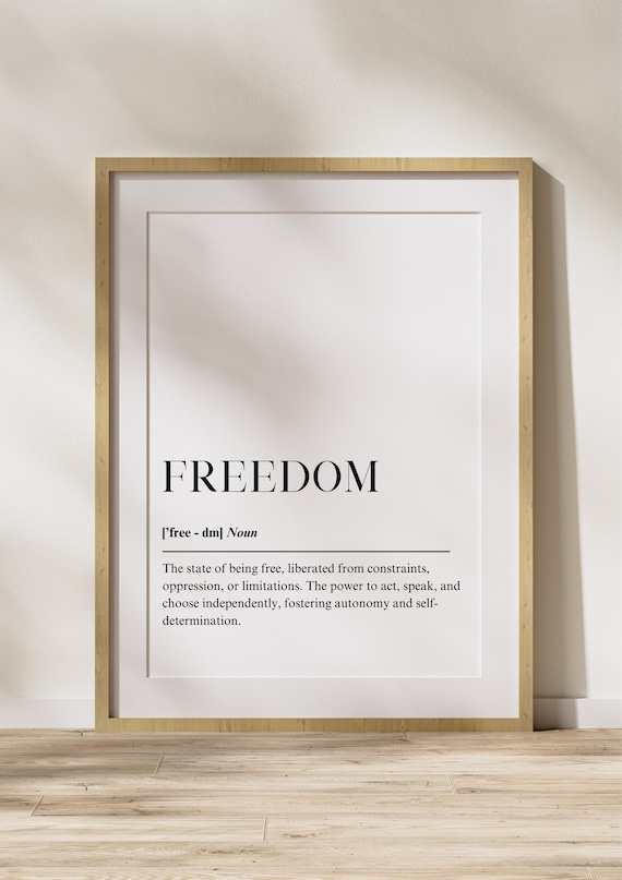 Freedom Definition Dictionary Typography Minimalist Quote Wall Poster
