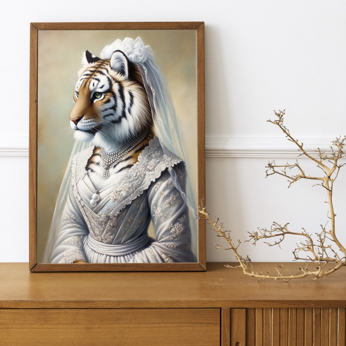 Tigress Bride in a Pearl-Embellished Wedding Gown Wild Animal Poster - Image 3