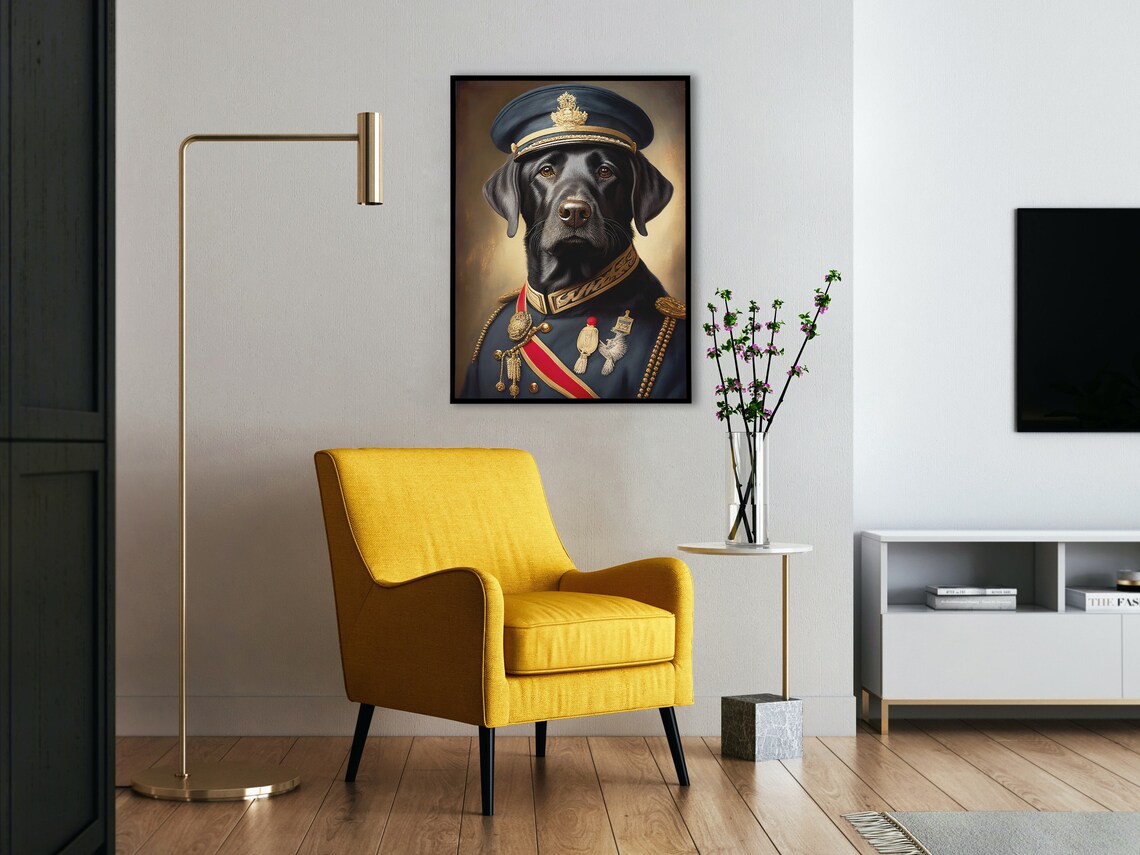 Black Labrador in Military Uniform Art Print - Image 2