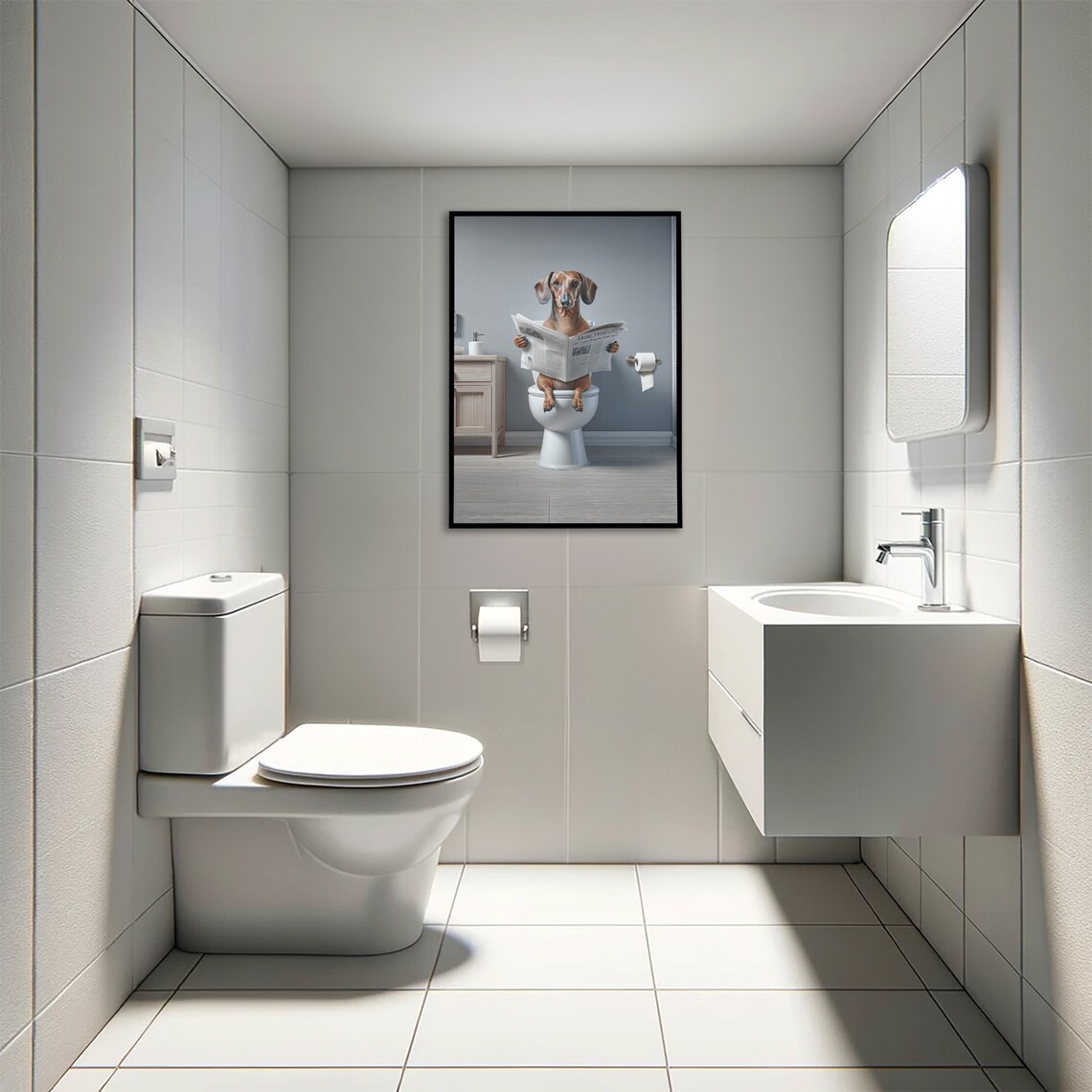 Dachshund Reading The Newspaper On The Toilet, Poster - Image 4