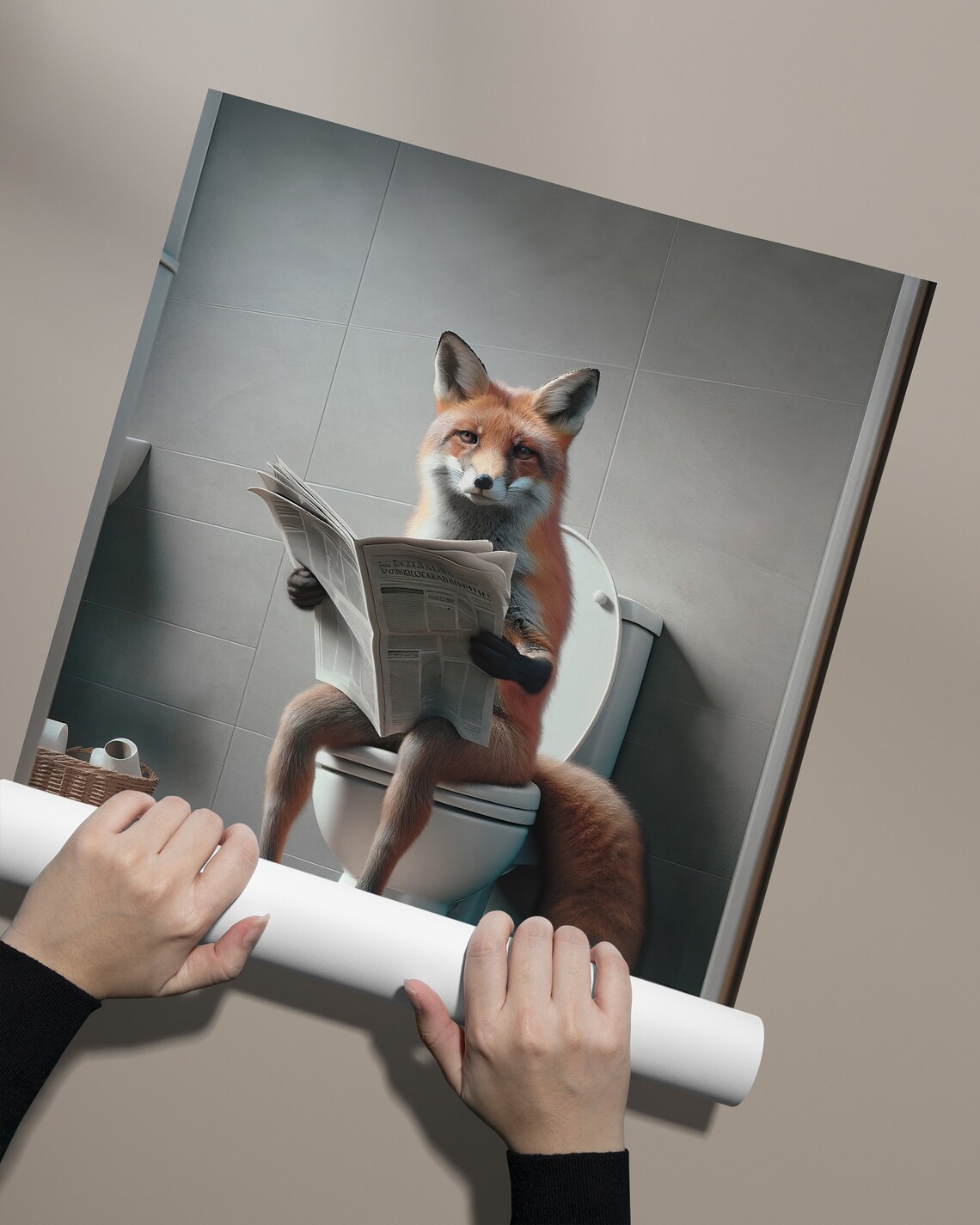 Fox Reading The Newspaper On The Toilet Poster - Image 2