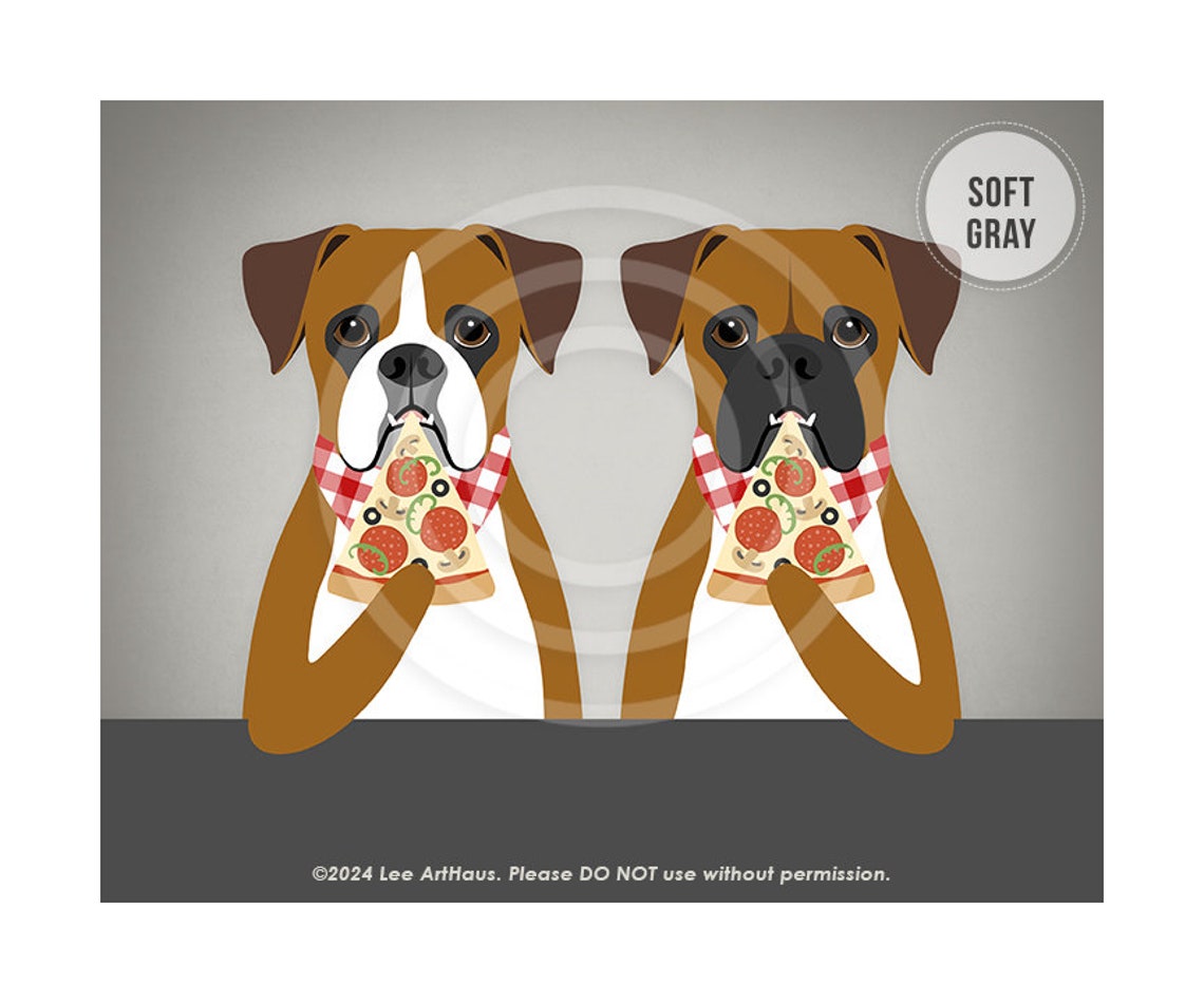 827dp Boxer Dogs Two Boxer Dogs Eating Pizza Art Funny Dog Gifts Dog Eating Pizza Dog Artwork Pizza Lover Boxer Mom Gifts - Image 3