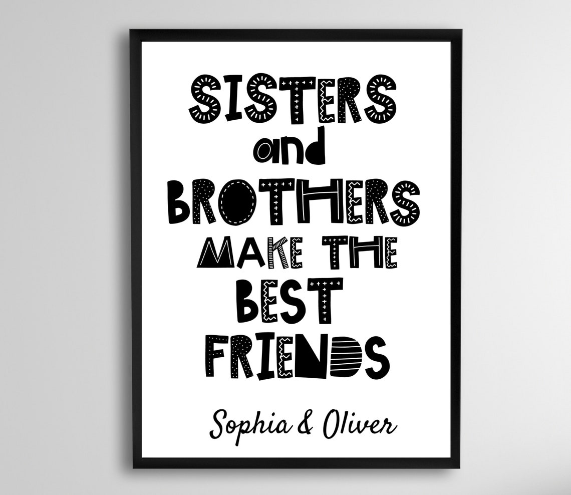 Personalised Sisters Brothers Best Friends Gift Playful Poster - Image 3