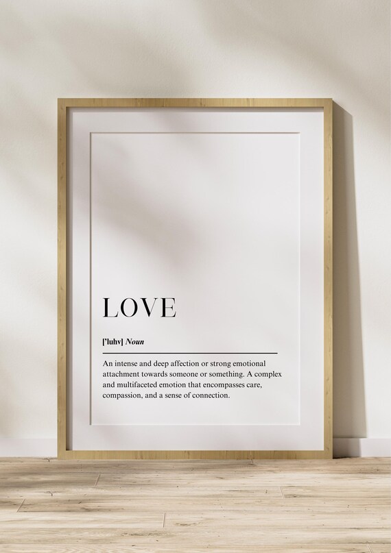 Love Definition Poster Minimalist Quote Wall Art Inspirational Dictionary Print For Home Or Office