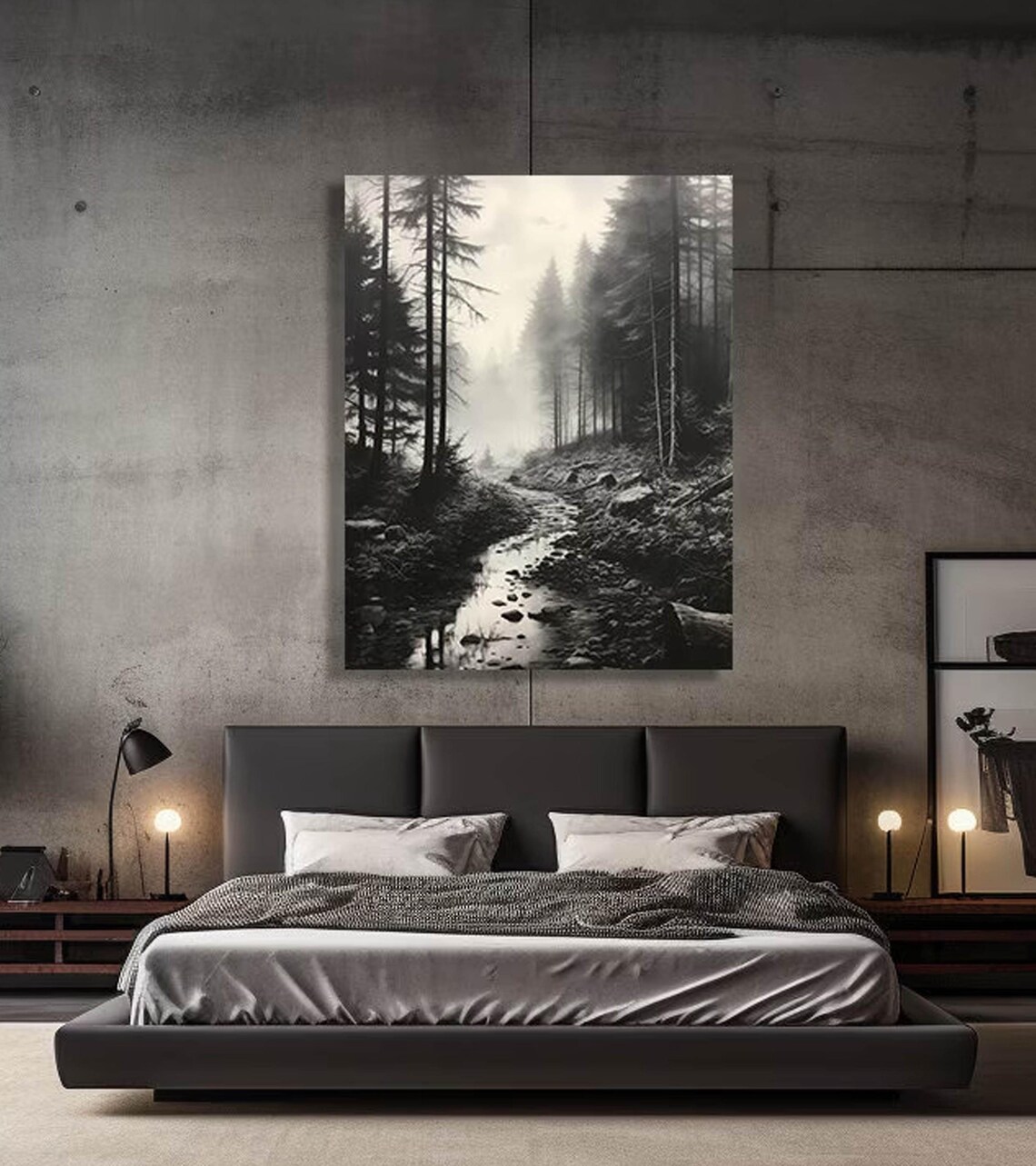 Misty Forest, Black And White Landscape Art Print