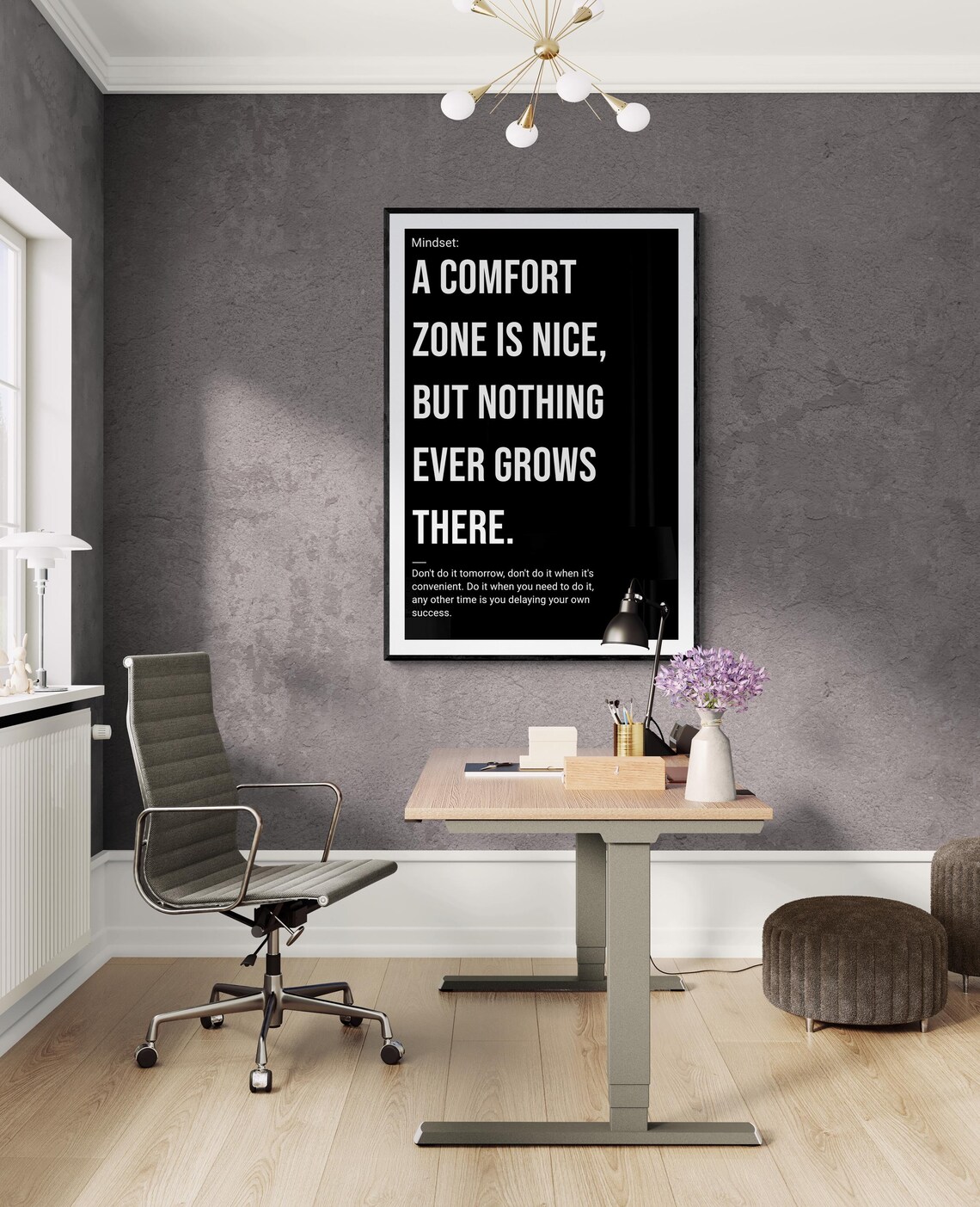 Comfort Is Your Enemy Mindset Motivational Wall Art Hustle Success Inspiration Hard Inspirational Growth Execute Learn