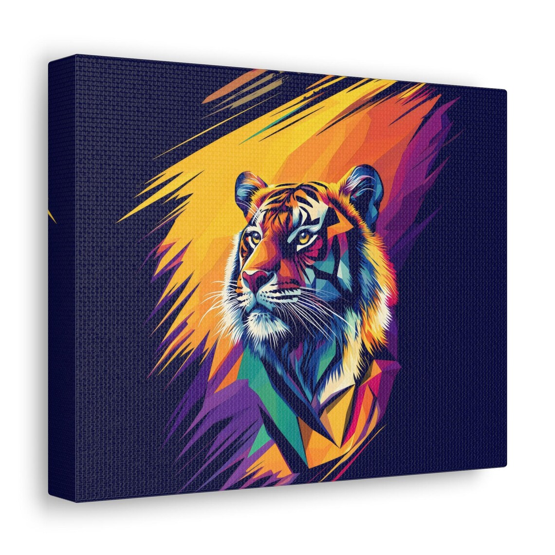 Tiger Geometric Colorful Portrait Fierce Big Cat Pop Art Style Animal Canvas Poster - Image 3