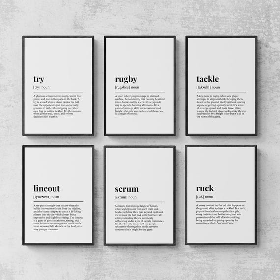 Rugby Funny Definitions Set Of 6 Prints Sport Wall Decor