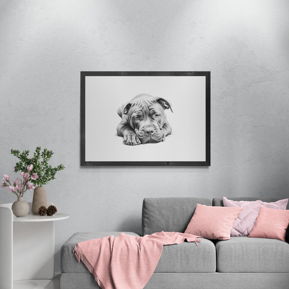 Cane Corso Puppy Wrinkled Mastiff Puppy Pencil Sketch Portrait Print - Image 3