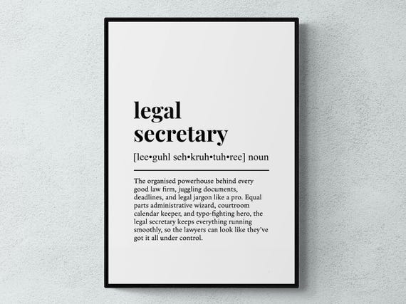 Legal Secretary Funny Definition Job Work Gift Wall Art Print