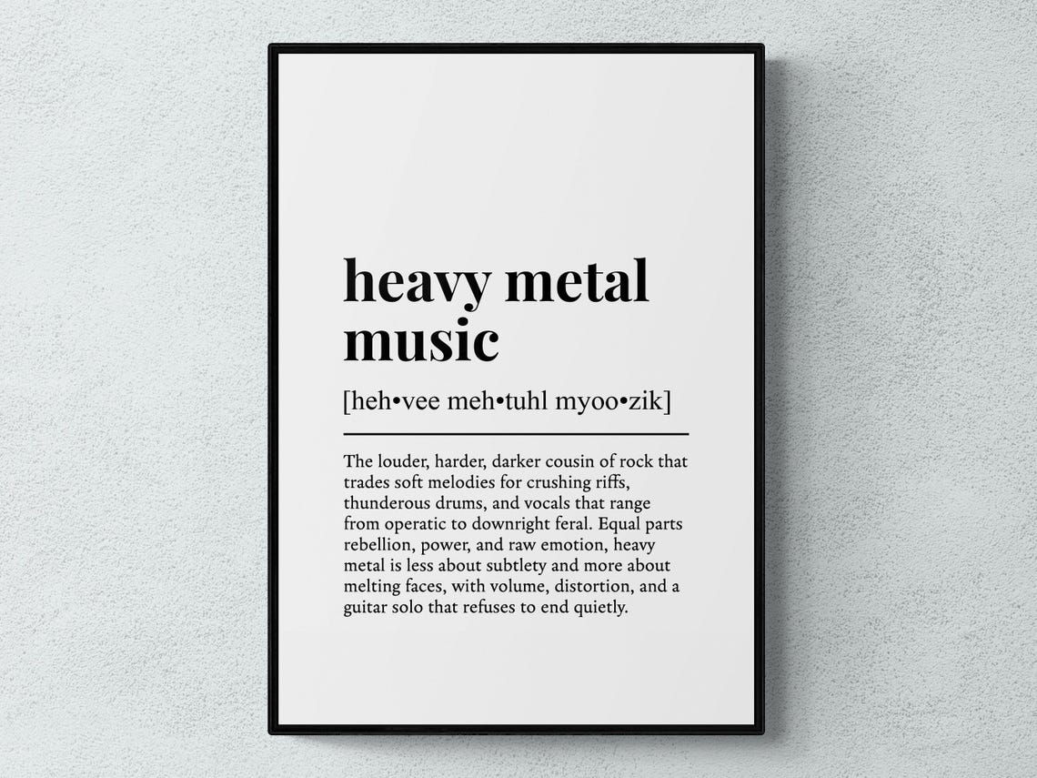 Heavy Metal Music Definition Poster Funny Dictionary Rock Decor