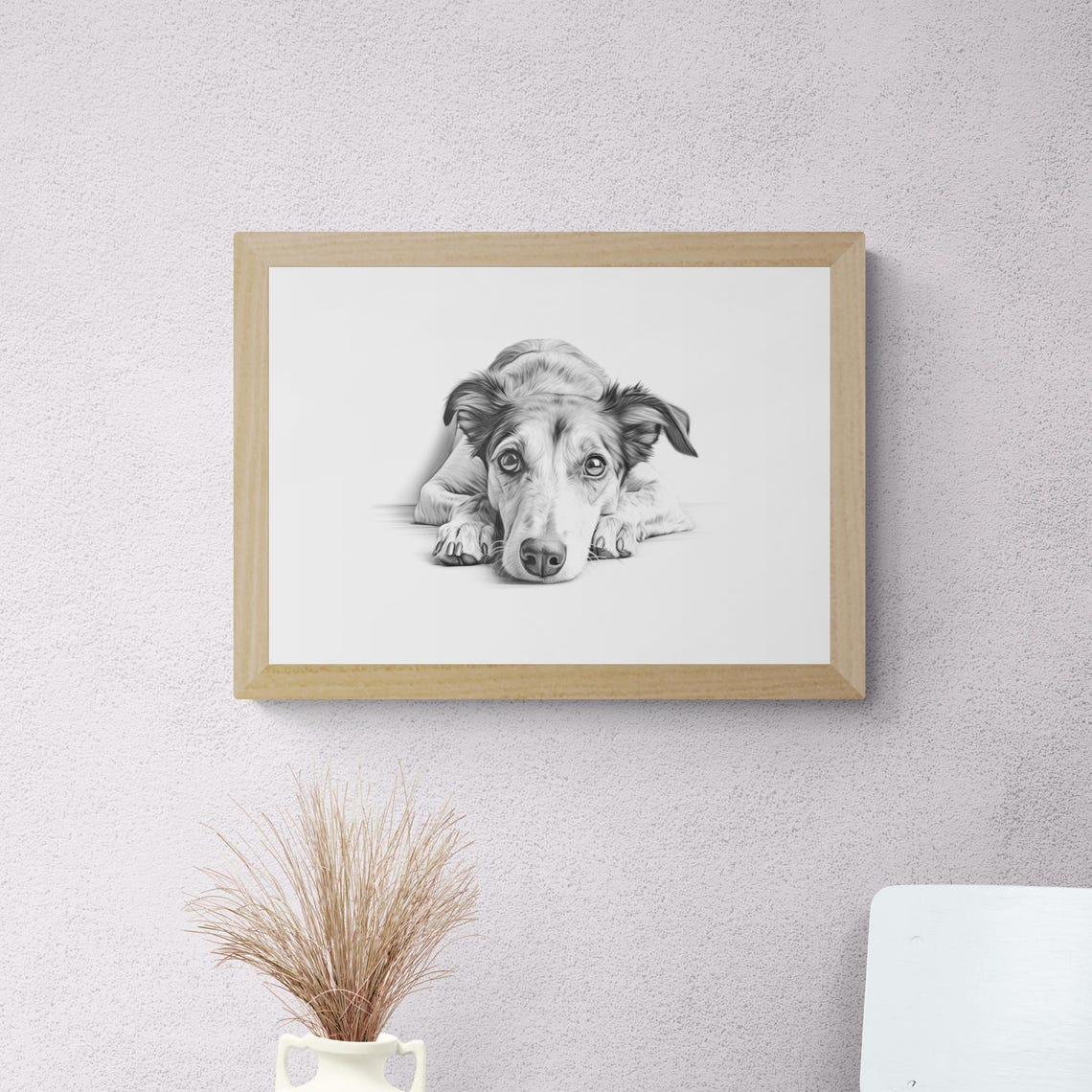 Lurcher Lean Sighthound Sketch Lying Down Vintage Dog Poster - Image 2