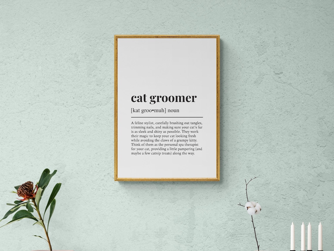 Cat Groomer Funny Dictionary Definition Quote Cat Lover Thank You Gift Poster - Image 2
