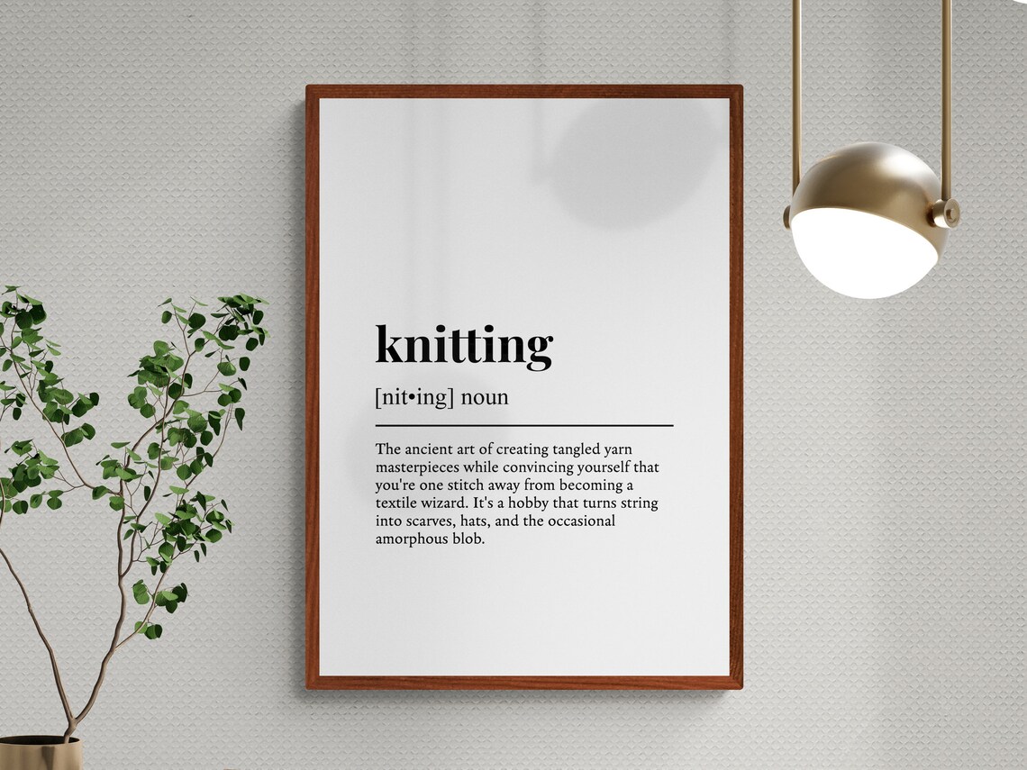 Knitting Funny Definition Hobby Gift Wall Art Print - Image 3
