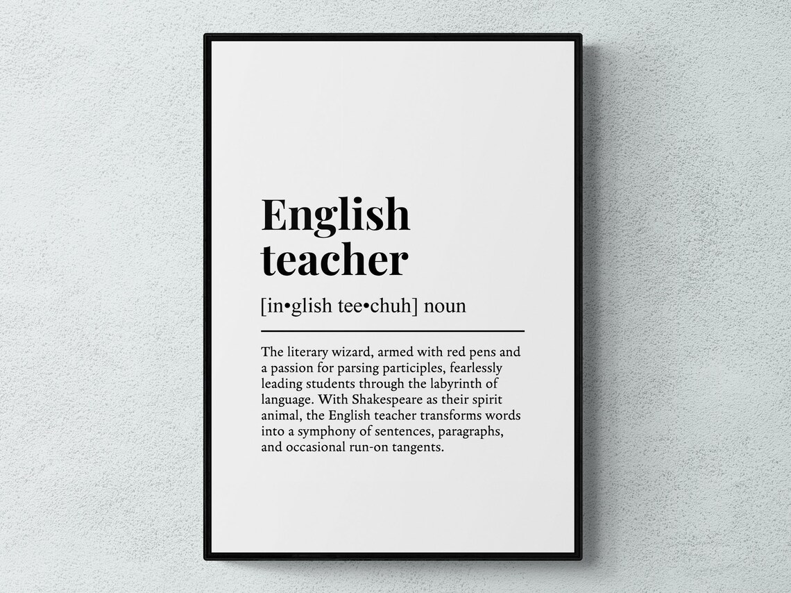 English Teacher Funny Definition Wall Art Print