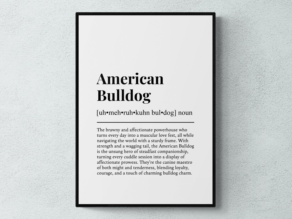 American Bulldog Funny Dictionary Definition Dog Lover Gift Poster