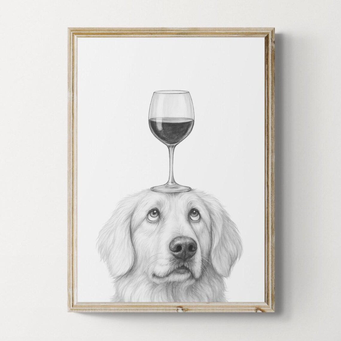 Great Pyrenees Dog Art Print Funny And Wine Drawing Lover Wall Decor Lovers Gifts