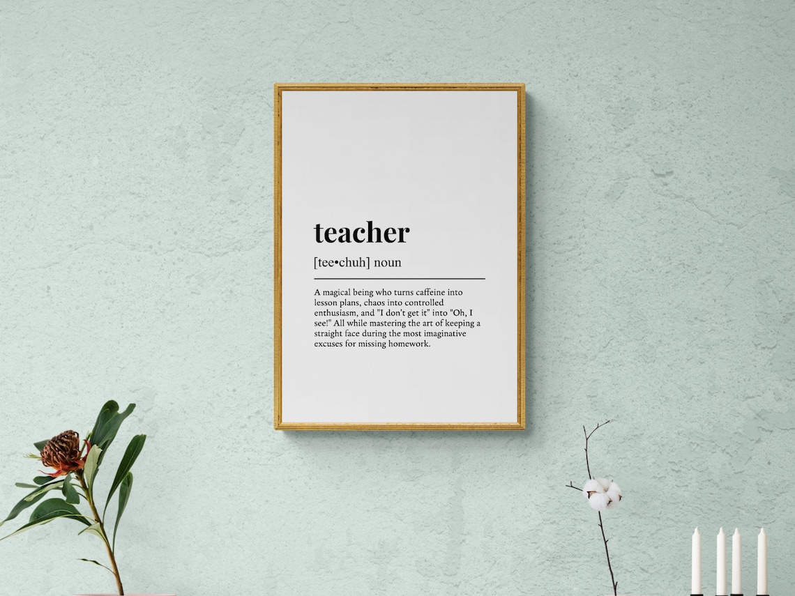 Teacher Funny Definition Job Work Gift Wall Art Print - Image 2