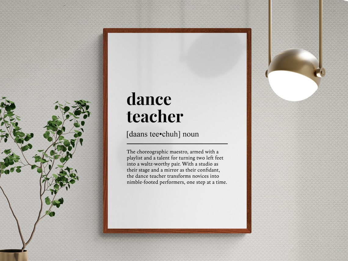 Dance Teacher Funny Dictionary Definition Typography Gift Wall Art - Image 3