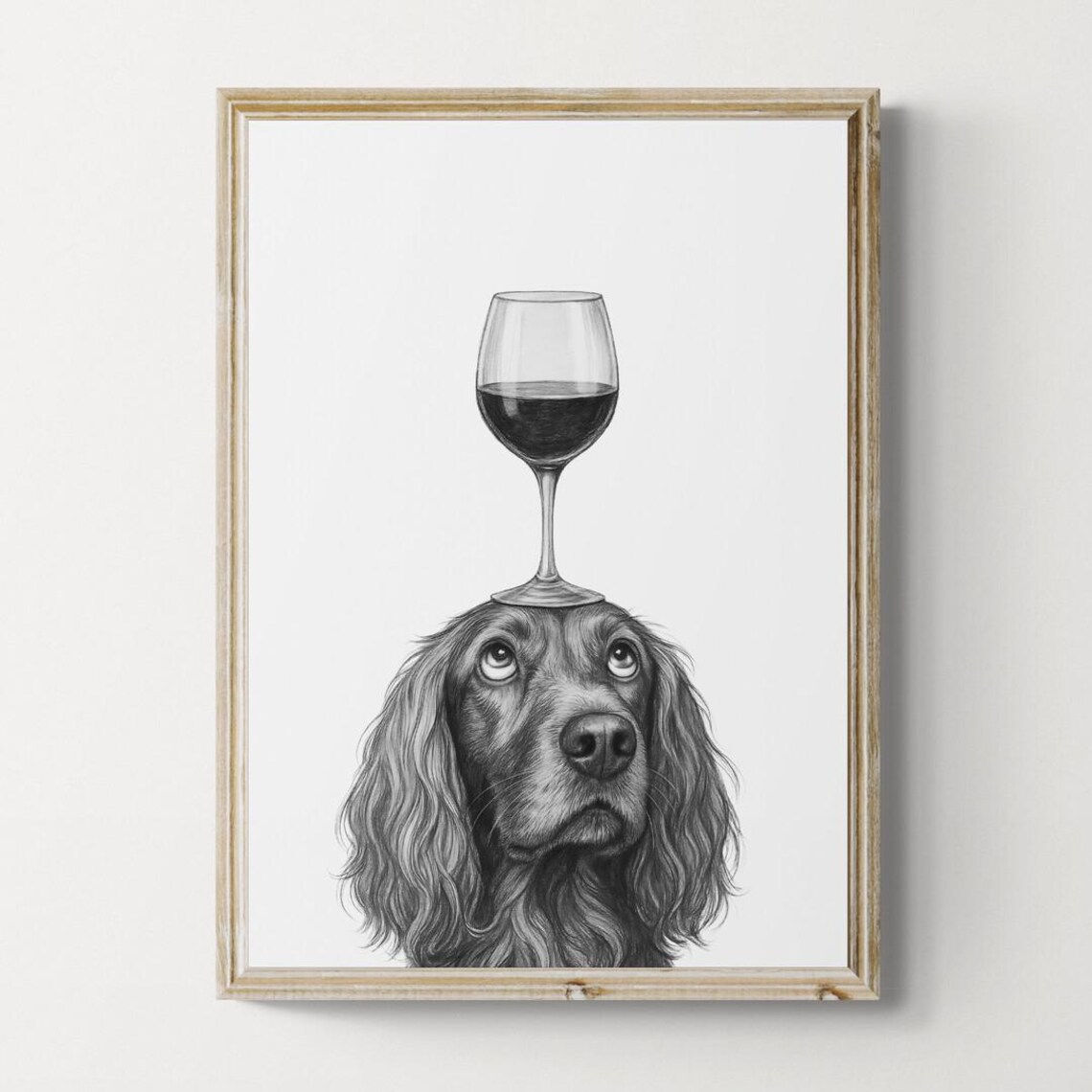 Irish Setter Dog Art Print Funny And Wine Drawing Lover Wall Decor Lovers Gifts