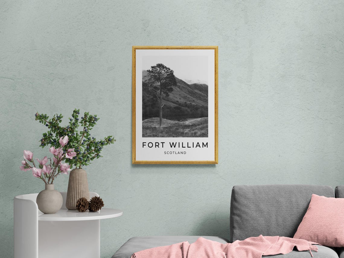 Fort William Scotland Lone Pine Highland Glen Misty Mountain Poster - Image 2