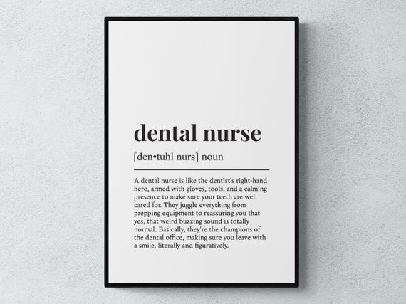 Dental Nurse Funny Definition Job Work Gift Art Print