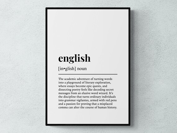 English Funny Definition Education Subject Gift Wall Art Print