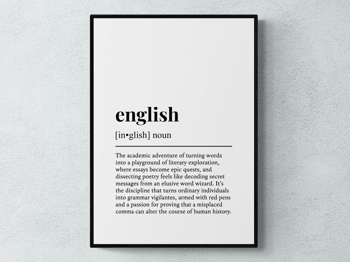 English Funny Definition Education Subject Gift Wall Art Print - Image 3