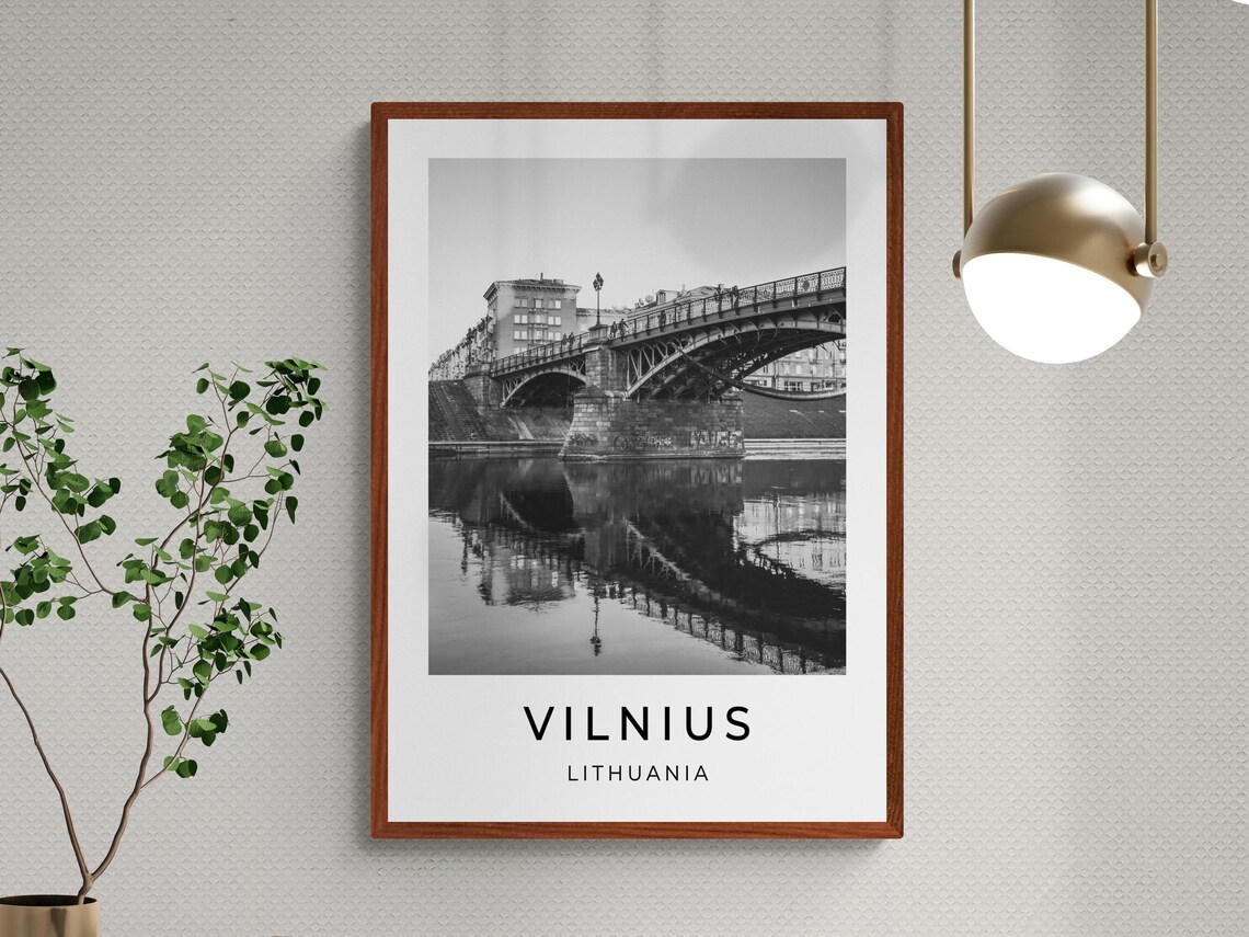 Vilnius Bridge - Black and White Travel Print - Image 3