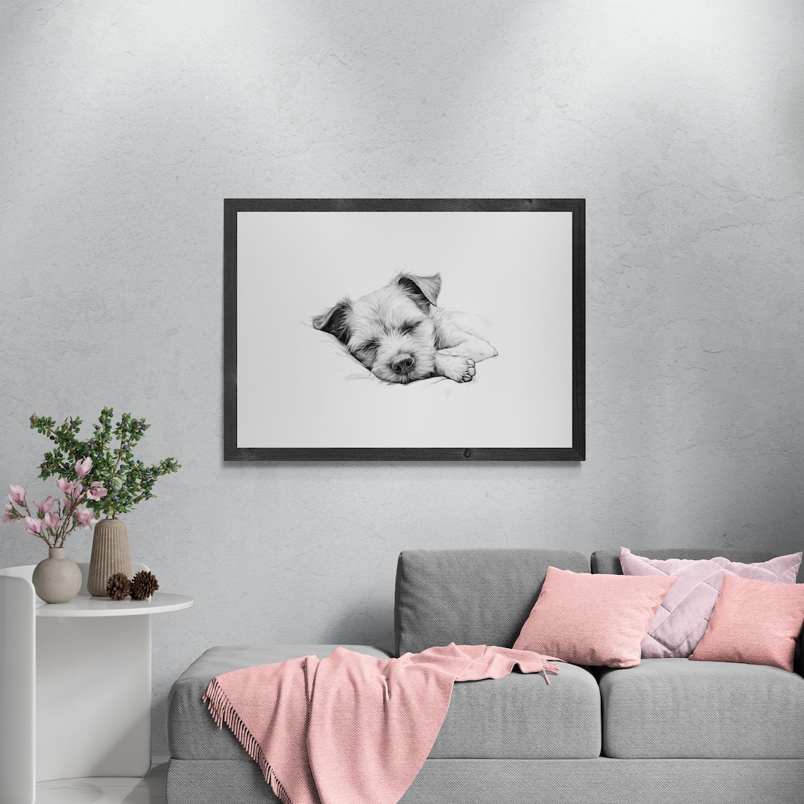 Sleeping Border Terrier Vintage Dog Sketch Print - Image 3