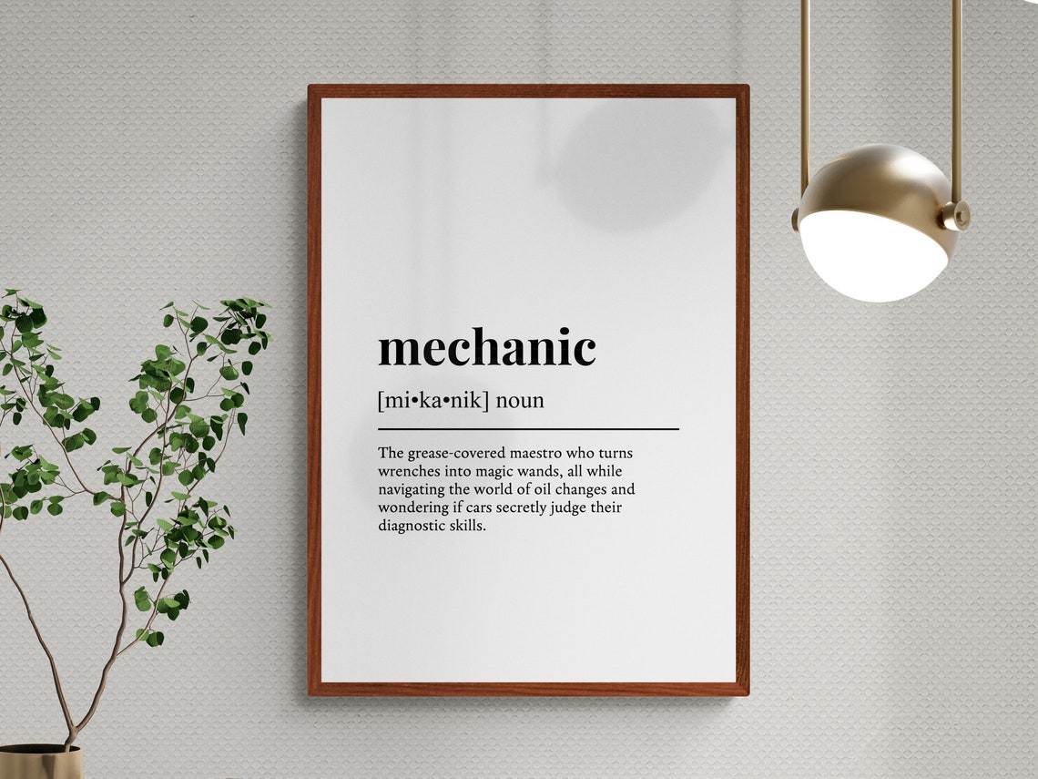 Mechanic Dictionary Definition Print Funny Gift Car Lover Decor - Image 3