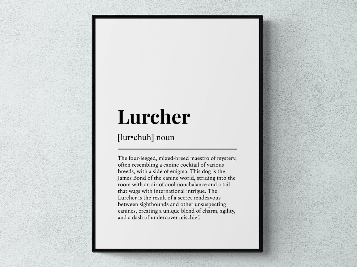 Lurcher Funny Definition Dog Art Poster Print