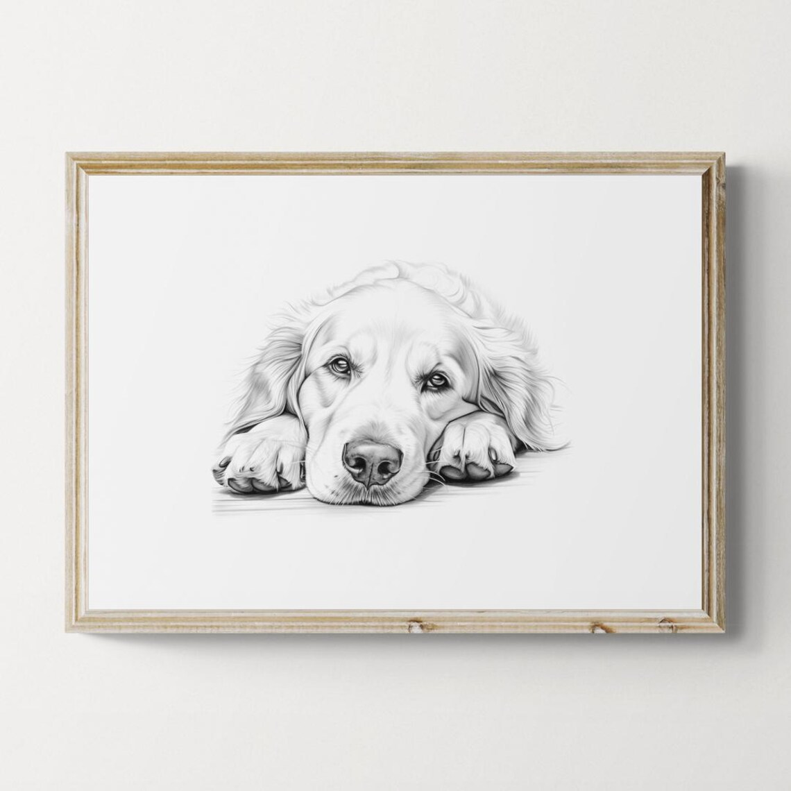 Golden Retriever Vintage Dog Sketch, Farmhouse Art Print