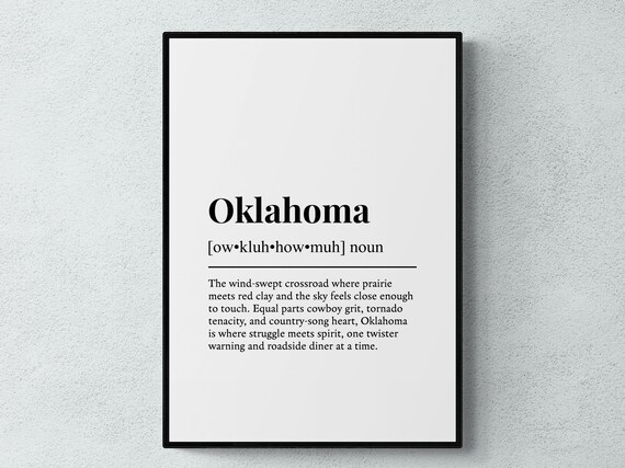 Oklahoma Funny Dictionary Definition Wind Swept Prairie State Poster