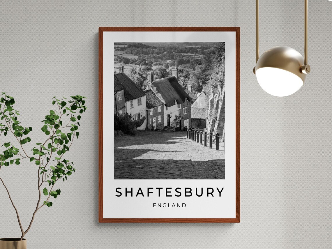 Shaftesbury England Gold Hill Cobbled Street Thatched Cottages Poster - Image 3